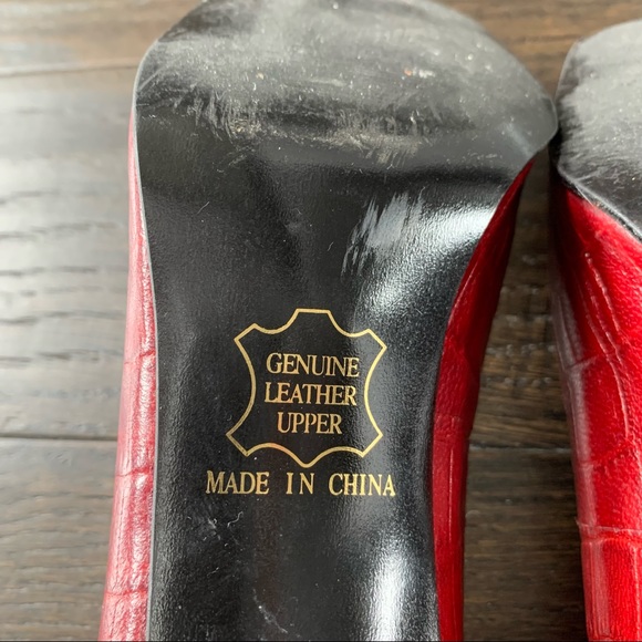 Pierre Michel Size 7 Red Leather High Heels - Picture 11 of 12